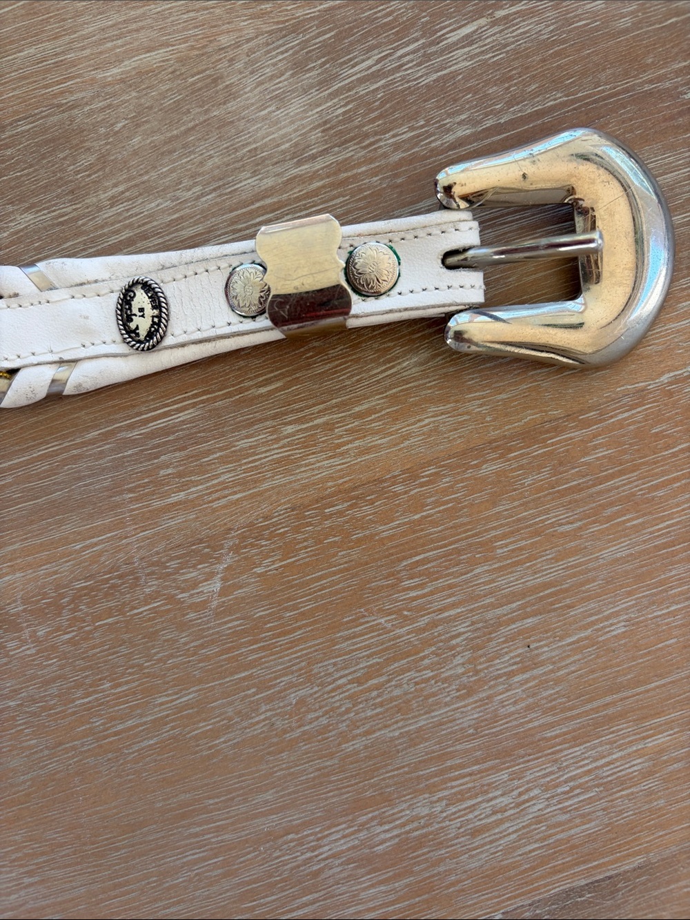 Al Beres White Beaded Braided Leather Belt - Picture 2 of 9